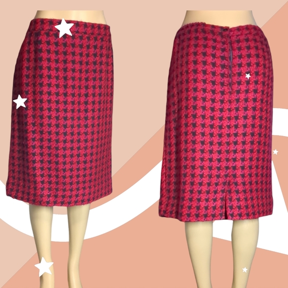 Liz MoOdy Pink Red and Black Checkered Luxury Skirt Size 14 - Picture 3 of 16